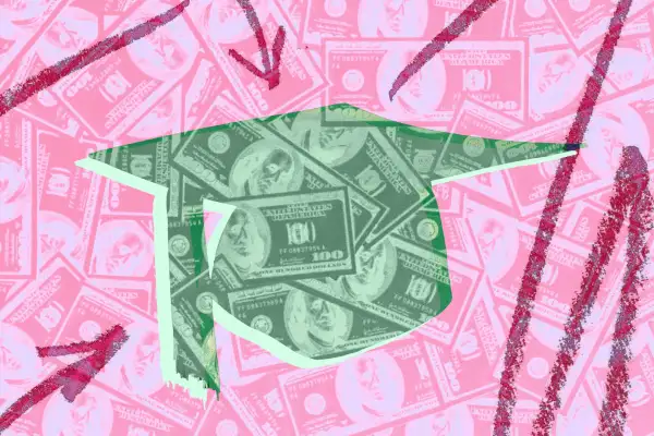 Graduation cap with money overlaid
